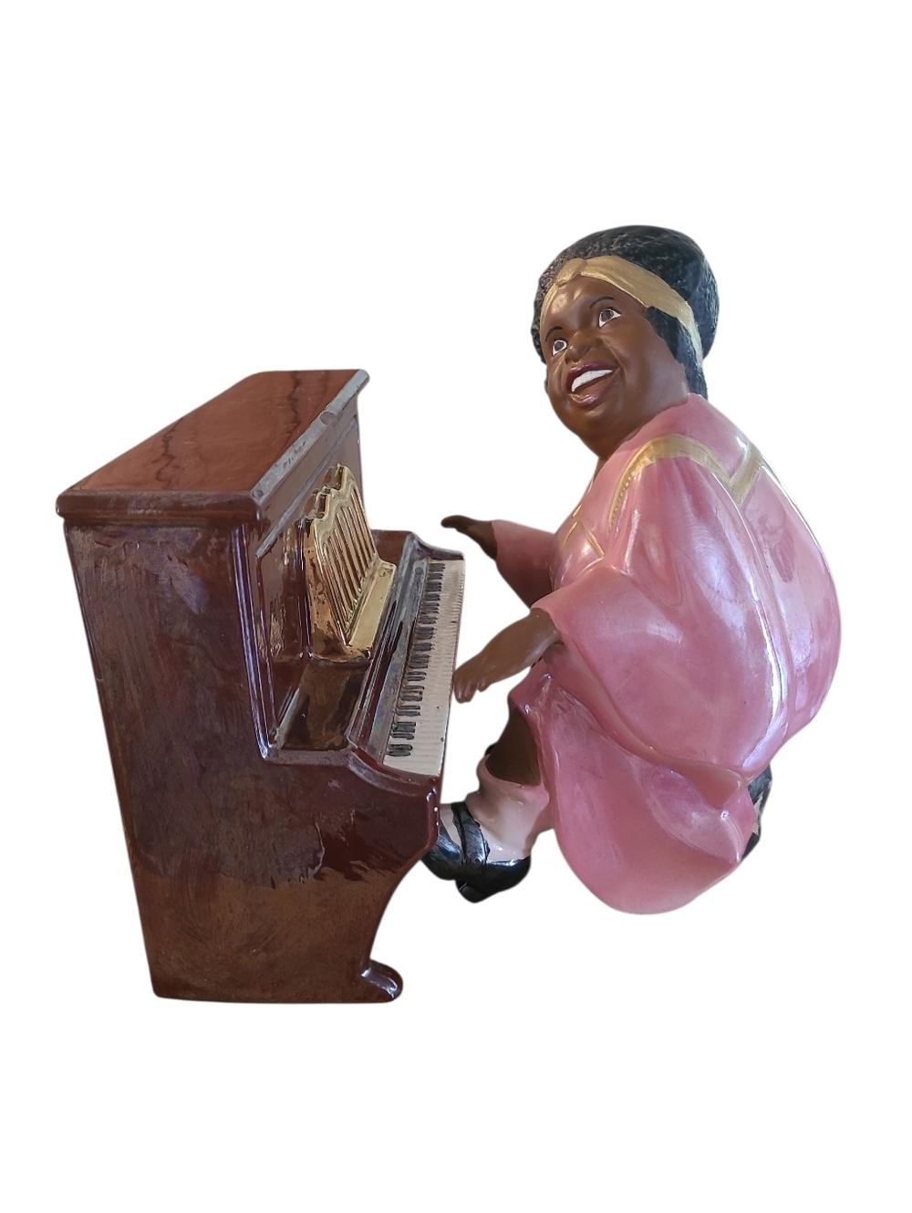 Hand Crafted Ceramic Pianist Figurine in Pink by